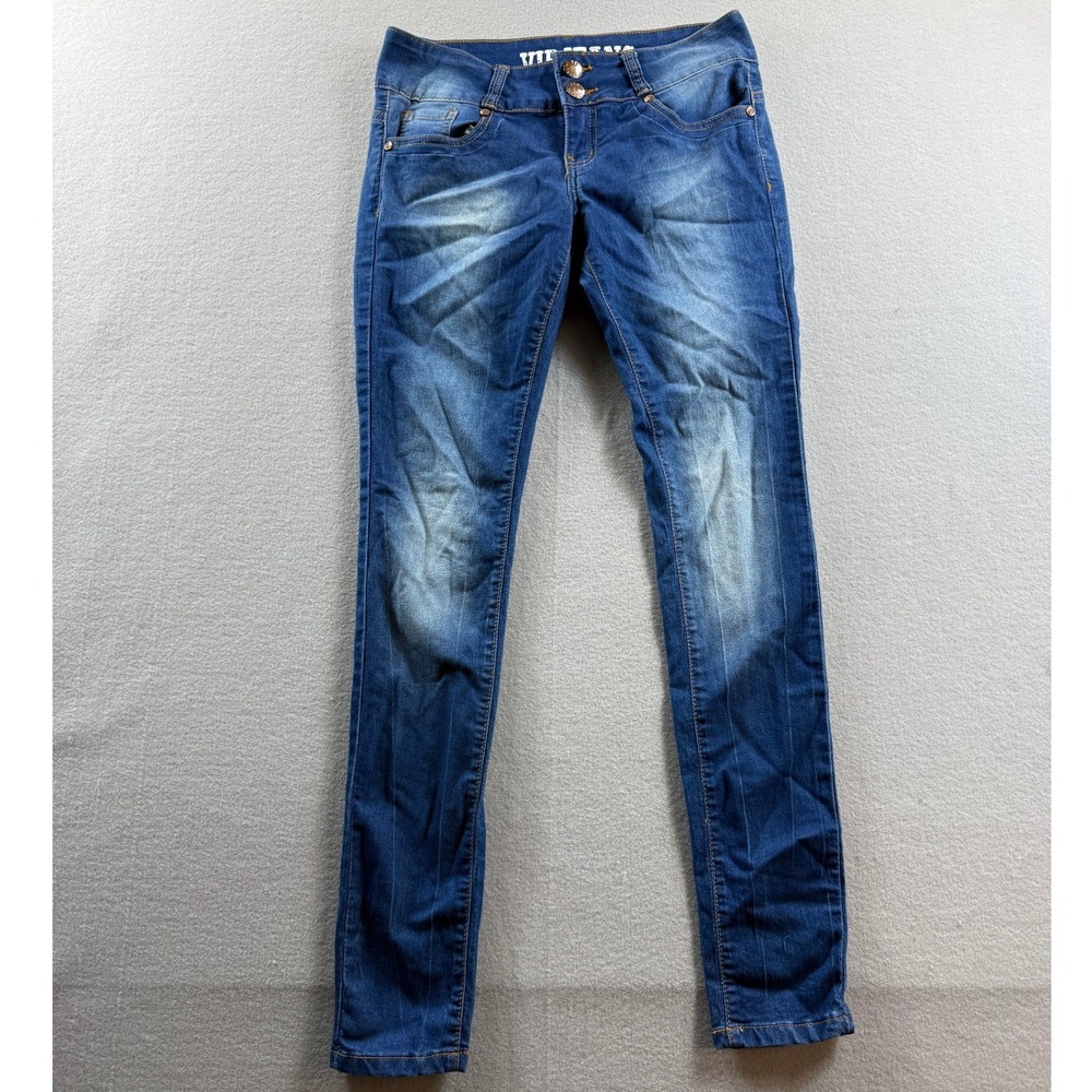VIP Jeans Skinny Jeans Women 5/6 Blue Faded Stretch Low Rise 29x31